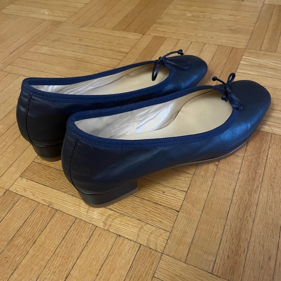 Navy Leather Ballet Flats - Picture 3 of 4